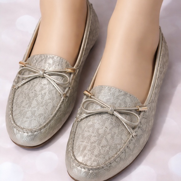 Michael Kors MK Logo Slip-On Loafers Flats Gold Size 6.5 - Picture 6 of 6